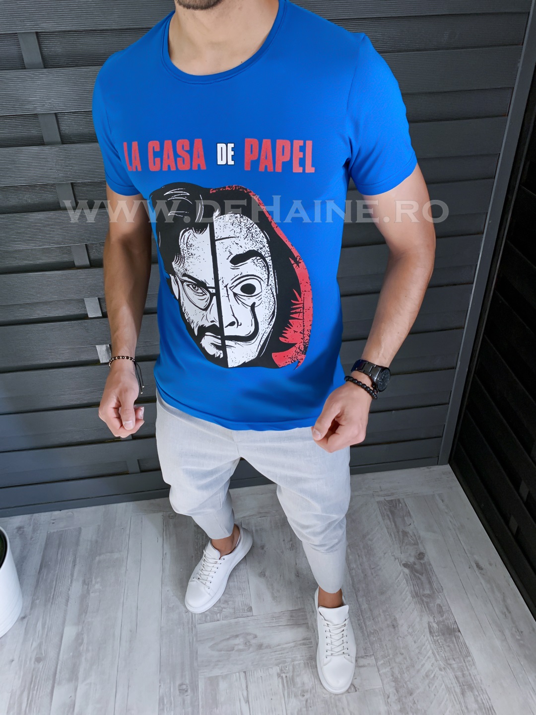 Tricou barbati slim fit albastru b1277 p5-5
